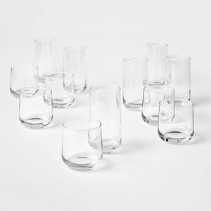 12pc Glass Shoreham Double Old Fashion and Highball Glasses Set - Threshold™: Drinking Glasses Set, Dishwasher-Safe - 1 of 4