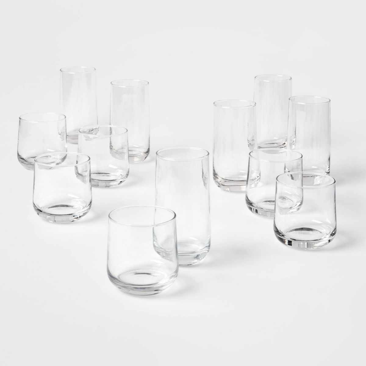 12-Piece Threshold Shoreham Double Old Fashion & Highball Glasses Set