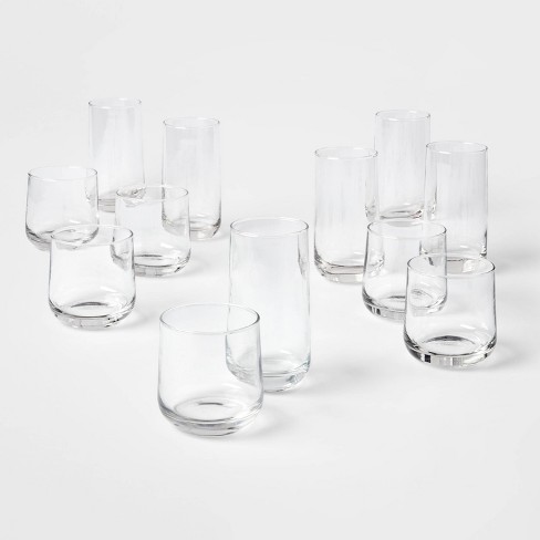 12pc Glass Shoreham Double Old Fashion And Highball Glasses Set