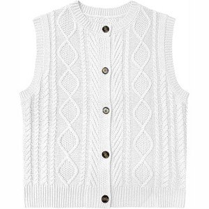 Clearlove Kid Girls Sweater Vest Sleeveless Button Down Knit Cardigan School Uniform Sweater Vest Top - 1 of 4