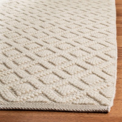 Ivory Handwoven Wool and Cotton Rectangular Area Rug, 3' x 5'