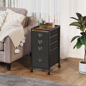 Chest of Drawers, 4 Fabric Drawers Storage Unit, Mobile File Cabinet, Vertical Under Desk File Storage with Wheels - 1 of 4