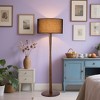 61" Walnut Wood Standing Floor Lamp with Linen Drum Shade, Modern Accent Light for Living Room, Bedroom, Hallway & Study - 4 of 4