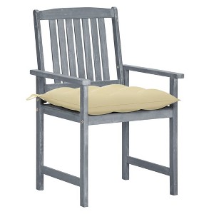 vidaXL Solid Acacia Wood Patio Chairs, Set of 2 with Comfortable Cushions, Gray Wash Finish, Rustic Charm Outdoor Seating - 1 of 4