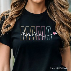 Colorblock Mama T-Shirt, Black Trendy Casual Women's Tee| OrnamentallyYou - 1 of 4
