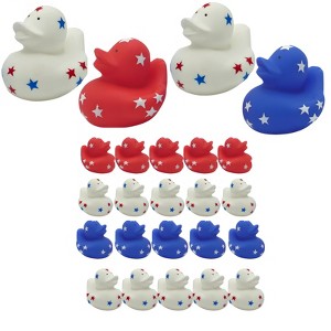 4E's Novelty 24 Pack Patriotic Rubber Ducks, 2" Jeep Ducks for Ducking, 4th of July Party Favors - 1 of 4