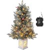 Christmas Trees Artificial Pre-Lit with Red Berries, Snow Flocked Tips, Deer lightbox Box,Includes Pot Base,Easy Installation Festive Table Decor - 2 of 4