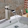 ChicFurnit Bathroom Sink Faucet Single Hole Waterfall Design with Modern Single Handle for Trendy Vanities, Silver, 11"*8.3"*3.1" - 2 of 4