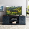 Home Essentials 58" TV Stand for TVs up to 64" Navy/Walnut: Farmhouse Style Media Console with Adjustable Shelves - 2 of 4