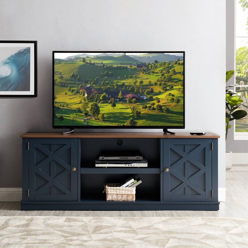 58&#34; TV Stand for TVs up to 64&#34; Navy/Walnut - Home Essentials, 3 of 13