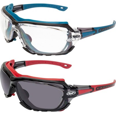 2 Pairs of Global Vision Eyewear Octane Safety Motorcycle Glasses with Clear, Smoke Lenses