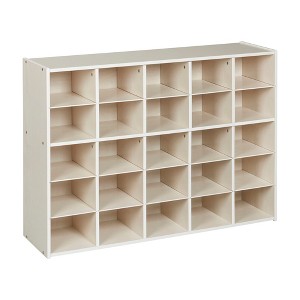 ECR4Kids Streamline 25 Cubby Tray Storage Cabinet, 5x5, Natural - 1 of 4