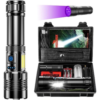 Sunitact Rechargeable High Lumen Flashlight, 2000LM XHM90.2 30W LED Flashlight with COB Head, 7 Modes, Household, Emergency Handheld Powerful