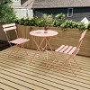 SEVOBAL 3-Piece Set Folding Bistro Table and Chairs Weather Resistant Conversation for Bistro Balcony Porch Yard Garden Indoor, Pink, 38.3"*24"*6.7" - 4 of 4