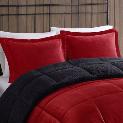 Twin Red/Black Reversible Down Alternative Microfiber Comforter Set