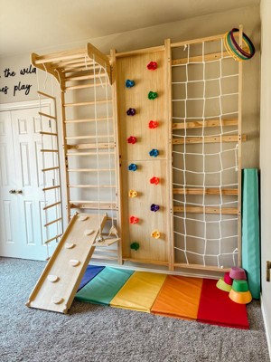 Walnut - 9-in-1 Swedish Ladder Wall Gym And Climber : Target