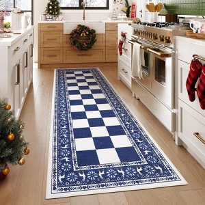 Red Runner Rug,Washable Rug for Christmas Decor,Indoor Non Slip Carpet,Checkered Soft Low Pile Christmas Rugs for Kitchen,Entryway,Living Room,Bedroom - 1 of 4