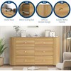 coucheta Dressers for Bedroom, 6-Drawer Dressers, 60"W, Oak Chest of Drawers, Mid Century Storage Cabinet, Fluted Dresser with Sliding Doors - 4 of 4