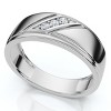 Pompeii3 1/16Ct TW Three Stone Men's Brushed Diamond Lab Created Wedding Ring in 14k Gold - 3 of 4