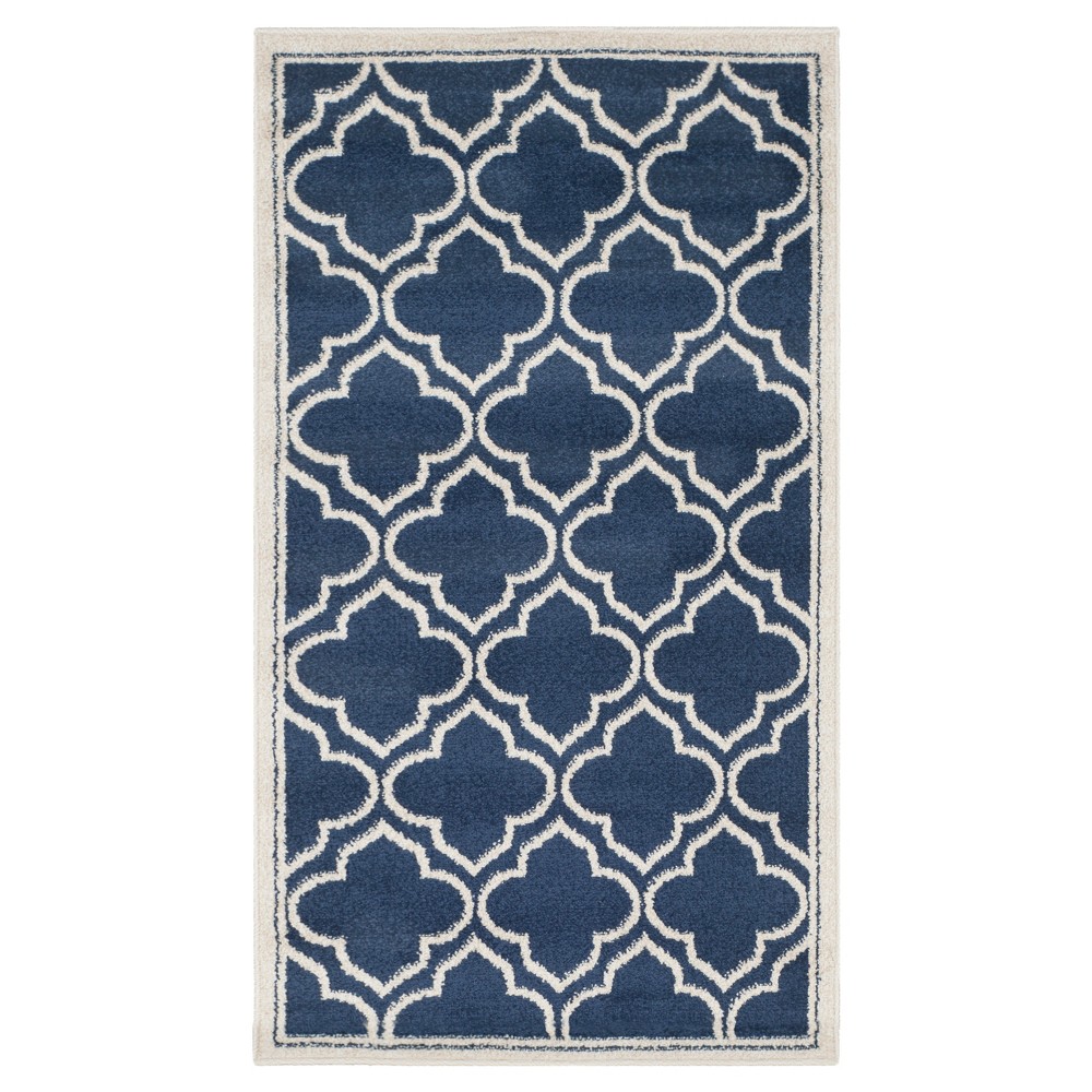 2'6inx4' Coco Loomed Rug Navy/Ivory - Safavieh