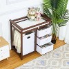 Baby Changing Table, Wooden Diaper Changing Table, Infant Diaper Changing Station Dresser with Laundry Hamper, 3 Drawer Basket and Changing Pad - 2 of 4