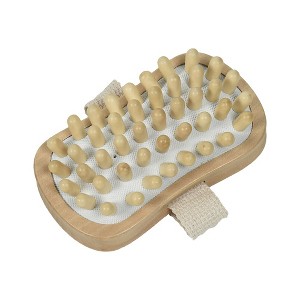 Evideco French Home Goods Wooden Massage Brush, Dual-Function Body Scrubber with Rubber Nodules, Exfoliation and Relaxation - 1 of 4