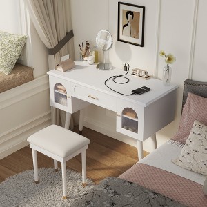 Bella Depot 39.8''W Elegant Vanity Makeup Table and Chair Set, Modern Dressing Table - 1 of 4