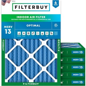 Filterbuy 17x20x2 Air Filter (6-Pack), Pleated MERV 13 Health Defense Replacement HVAC AC Furnace Filters (Actual Size: 16.50 x 19.50 x 1.75) - 1 of 4