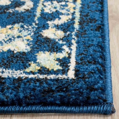 Navy and Ivory High Pile Synthetic Area Rug