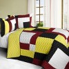 Slickblue Handmade Full/Queen Quilt Set, Vermicelli Quilting, Quilt & 2 Shams, 5 Geometric Patchwork, 3-Piece - 2 of 4