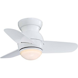 26" Minka Aire Modern Hugger Indoor Ceiling Fan with LED Light White Etched Opal Glass for Living Room Kitchen Bedroom Family Home - 1 of 4