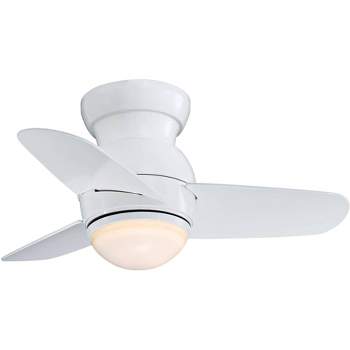 26" Minka Aire Modern Hugger Indoor Ceiling Fan with LED Light White Etched Opal Glass for Living Room Kitchen Bedroom Family Home