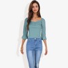 Anna-Kaci Women's Square Neck Ruched Bust 3/4 Sleeve Peplum Fashion Style Top - 4 of 4