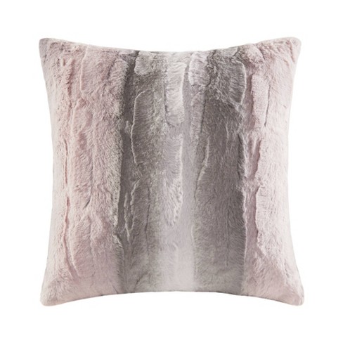 Grey furry throw outlet pillow