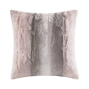Marselle Faux Fur Square Pillow Blush/Gray