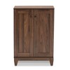 2 Door Nissa Wood Shoe Storage Cabinet Walnut Brown - Baxton Studio: Entryway Organizer, Holds 20 Pairs - image 3 of 4