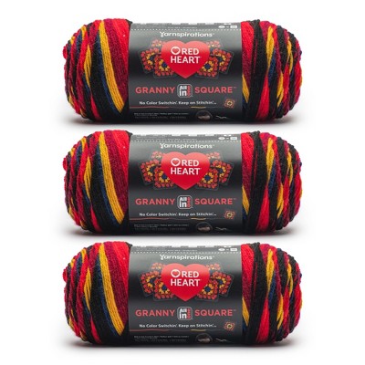 Red Heart All in One Granny Square Yarn 24 Pack-Black- Moody Cherry