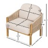 Set of 2 Outdoor Acacia Wood Club Chairs with Rope Armrests and Cushions for Patio or Porch-Cuddlewood - 4 of 4