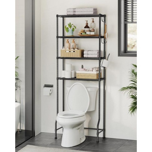 4 Tier Bathroom Storage Rack Toilet Organizer Adjustable Shelves