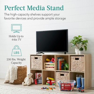 Light Oak 8-Cube Storage Organizer with Removable Panels