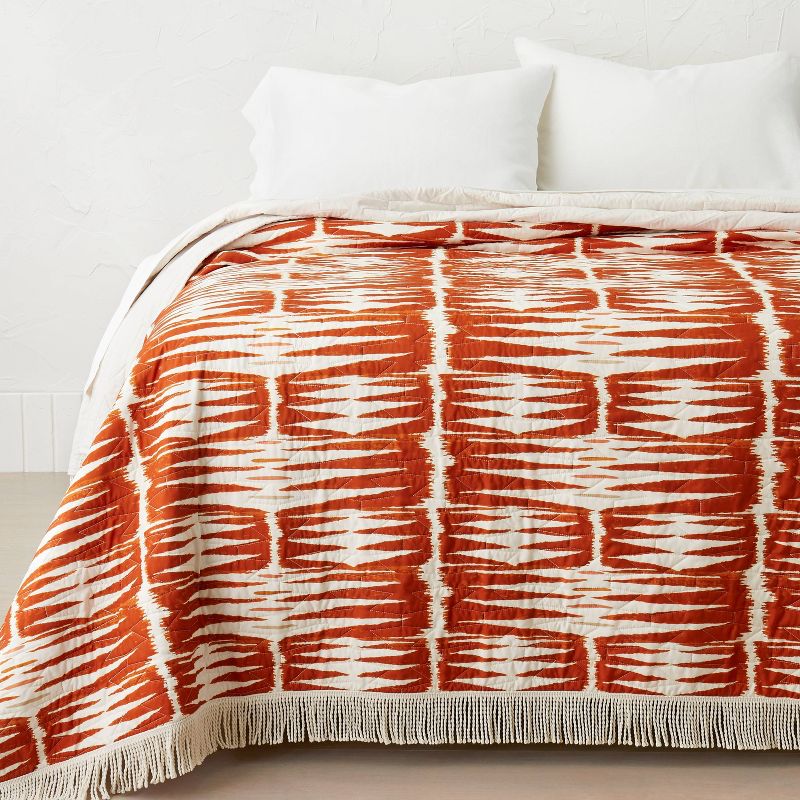 Printed with Fringe Groove Print Quilt White/Burnt Orange - Opalhouse™ designed with Jungalow™, 4 of 12