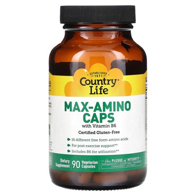 Country Life Max-Amino Caps with Vitamin B6, 90 Vegetarian Capsules