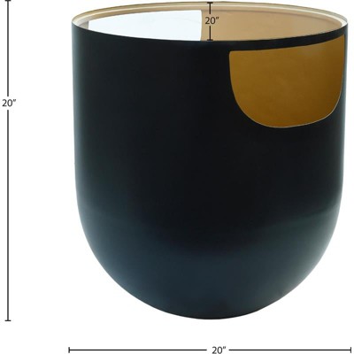 Doma Round Matte Black Metal End Table with Glass Top