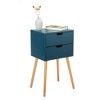 Sevobal Nightstands 2 Set Of Double Draw Nightstand With Drawers, Open Compartment, Elegant And Simple Design, Blue, 15.9"*11.8"*28.1" - 4 of 4