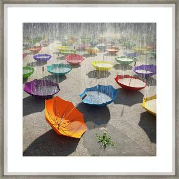 21" x 21" Downpour Umbrella by Cynthia Decker Framed Wall Art Print - Amanti Art: Giclee Cityscape, UV-Resistant Acrylic, Made in USA