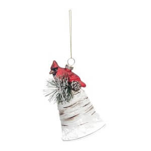 Transpac Glass 5 in. Holiday Cardinal Bell Ornament - 1 of 2