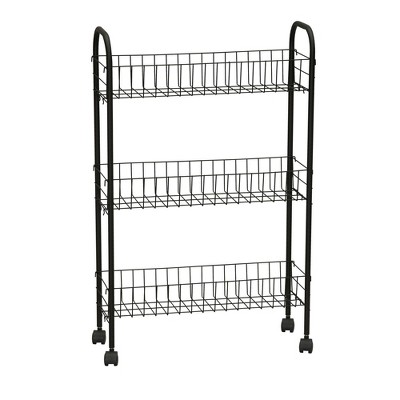 Household Essentials Slimline 3-Shelf Laundry Cart Black