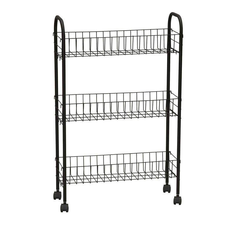 Household Essentials Slimline 3-Shelf Laundry Cart Black, 1 of 8