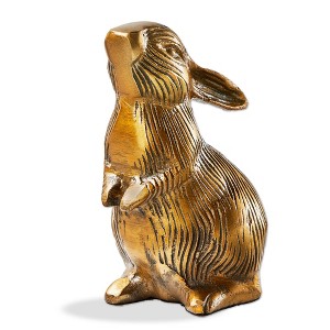 tag Cast Aluminum Bunny Decor - Antique Brass Gold Animal Figurine for Spring & Summer Holiday Decor, 5.5" H x 4" L x 4" W - 1 of 2