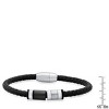 Steeltime Men's black braided leather, black rubber and two tone black ip and stainless steel charm bracelet - 3 of 4